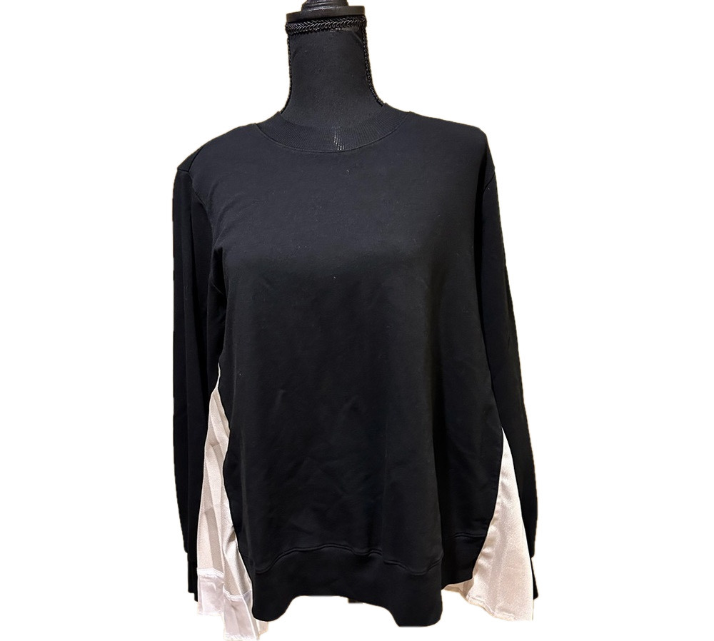 CLU BLACK WHITE AND CHAMPAGNE GOLD LONG SLEEVE TOP
